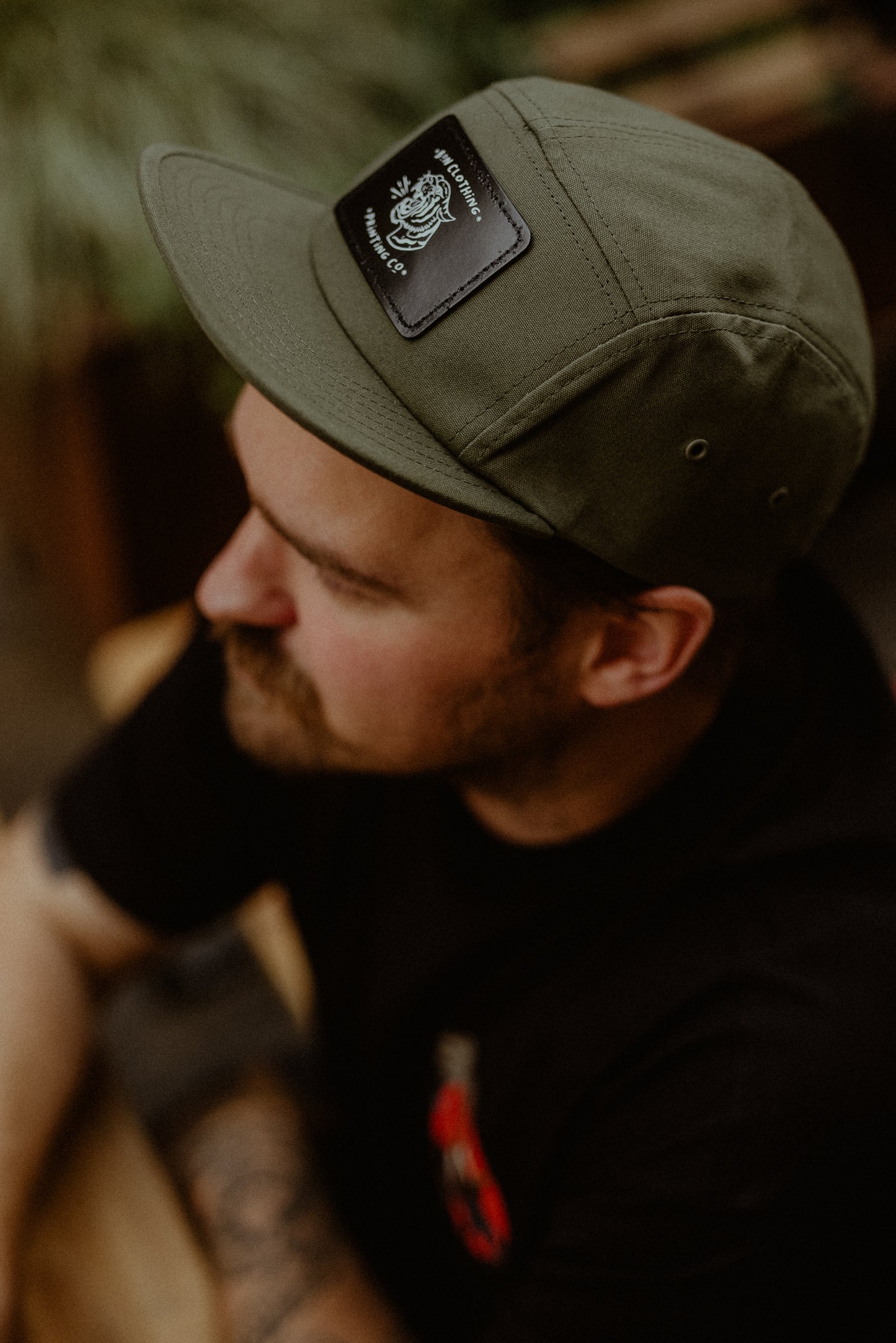 ORGANIC 5 PANEL OLIVE TIGER PATCH CAP